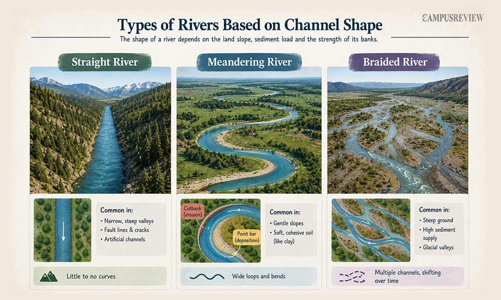 Types of Rivers Based on Channel Shape