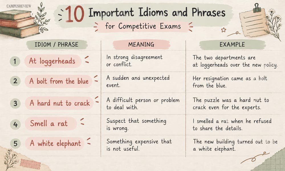 10 Important Idioms and Phrases for Competitive Exams